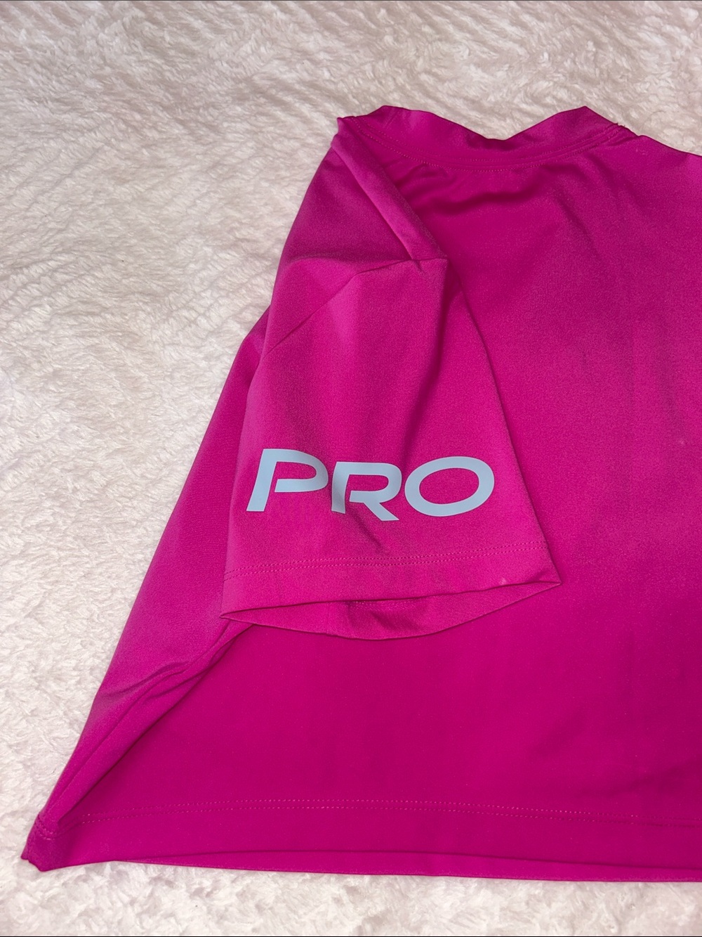 Nike Hot Pink Cropped Short Sleeve Tee with White Logos - Picture 10 of 11